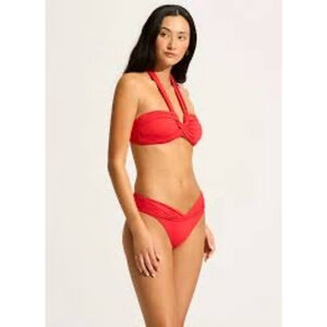 Seafolly Collective “Chili” Red Halter Bandeau Bikini Set US Size 6 NWT